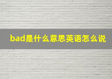 bad是什么意思英语怎么说