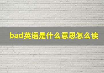 bad英语是什么意思怎么读