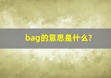 bag的意思是什么?