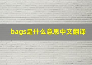 bags是什么意思中文翻译