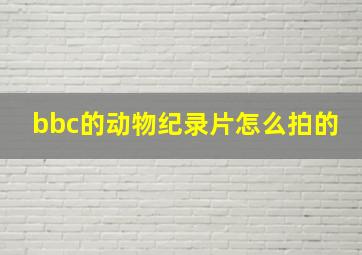 bbc的动物纪录片怎么拍的