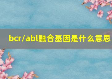 bcr/abl融合基因是什么意思