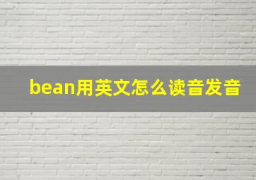 bean用英文怎么读音发音