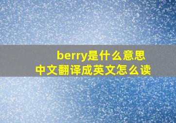 berry是什么意思中文翻译成英文怎么读