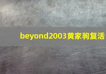 beyond2003黄家驹复活