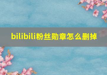 bilibili粉丝勋章怎么删掉