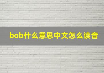 bob什么意思中文怎么读音