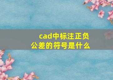 cad中标注正负公差的符号是什么