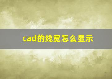 cad的线宽怎么显示