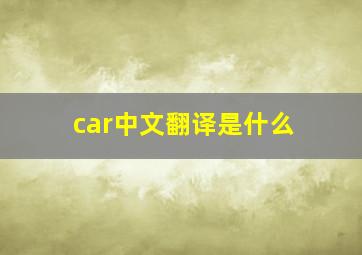 car中文翻译是什么