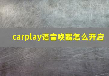 carplay语音唤醒怎么开启