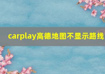 carplay高德地图不显示路线