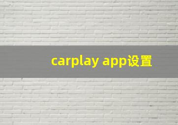 carplay app设置