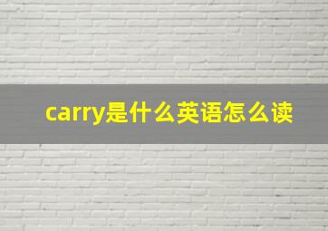 carry是什么英语怎么读