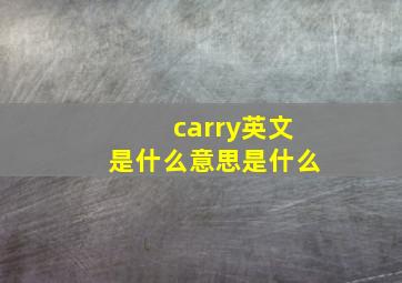 carry英文是什么意思是什么