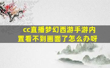 cc直播梦幻西游手游内置看不到画面了怎么办呀