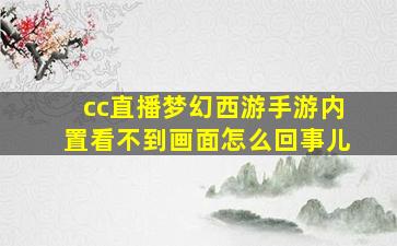 cc直播梦幻西游手游内置看不到画面怎么回事儿