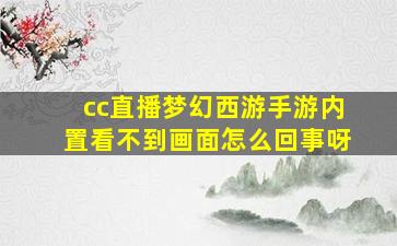 cc直播梦幻西游手游内置看不到画面怎么回事呀