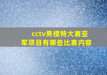 cctv男模特大赛亚军项目有哪些比赛内容