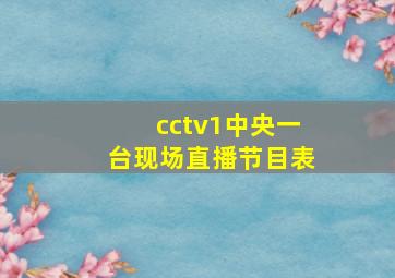 cctv1中央一台现场直播节目表