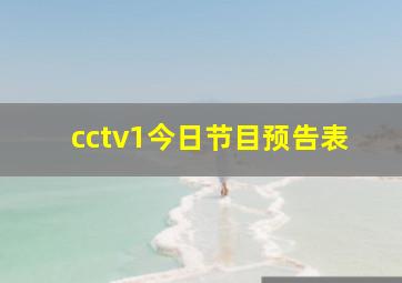 cctv1今日节目预告表