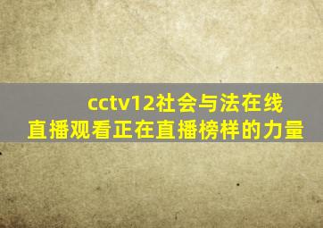 cctv12社会与法在线直播观看正在直播榜样的力量