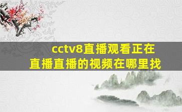 cctv8直播观看正在直播直播的视频在哪里找