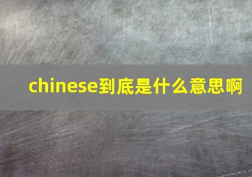 chinese到底是什么意思啊