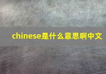 chinese是什么意思啊中文