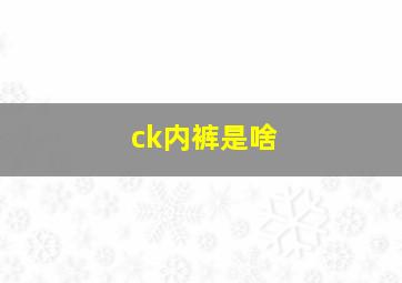 ck内裤是啥