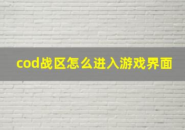 cod战区怎么进入游戏界面