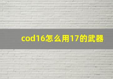 cod16怎么用17的武器