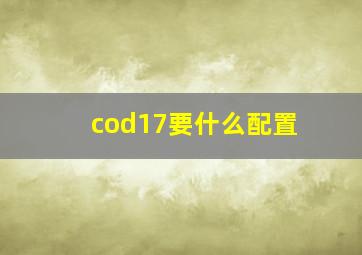 cod17要什么配置