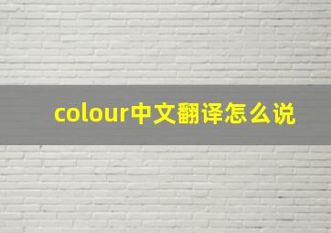 colour中文翻译怎么说