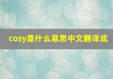 cosy是什么意思中文翻译成