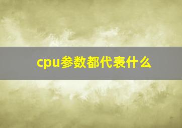 cpu参数都代表什么