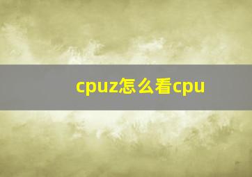 cpuz怎么看cpu