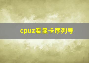 cpuz看显卡序列号