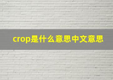 crop是什么意思中文意思