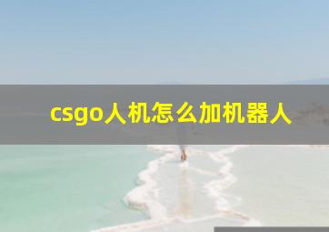 csgo人机怎么加机器人