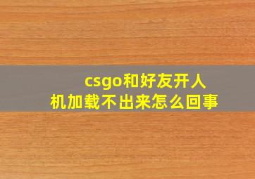 csgo和好友开人机加载不出来怎么回事