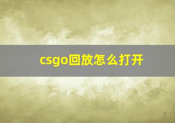 csgo回放怎么打开