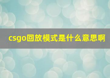 csgo回放模式是什么意思啊