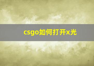 csgo如何打开x光