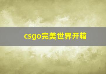 csgo完美世界开箱