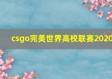 csgo完美世界高校联赛2020