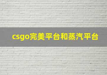 csgo完美平台和蒸汽平台