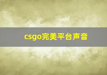 csgo完美平台声音