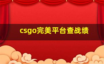 csgo完美平台查战绩