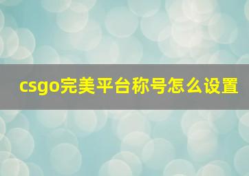 csgo完美平台称号怎么设置